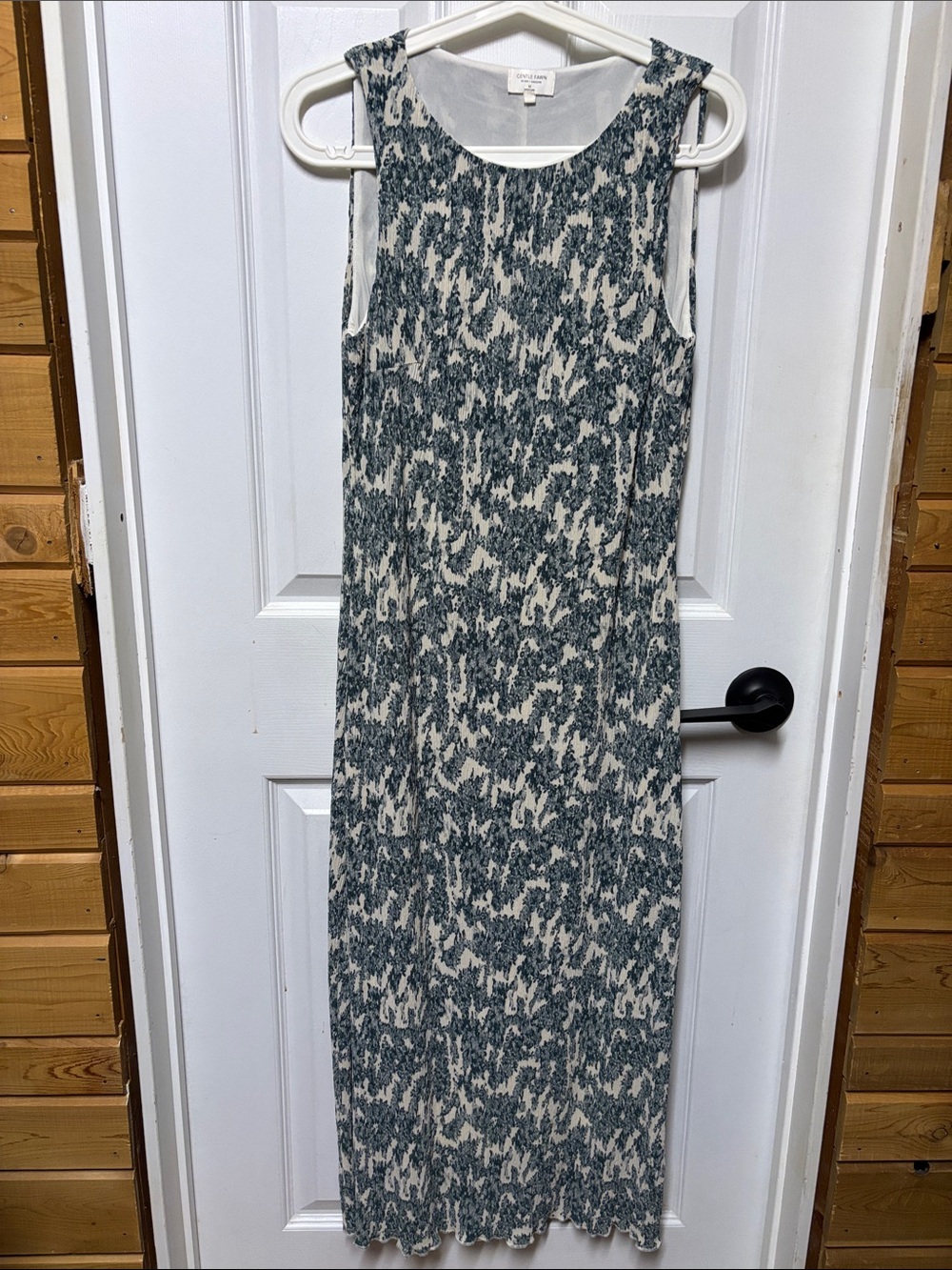 Gentle fawn Sleeveless Printed fully lined Maxi Dress in Teal and Cream